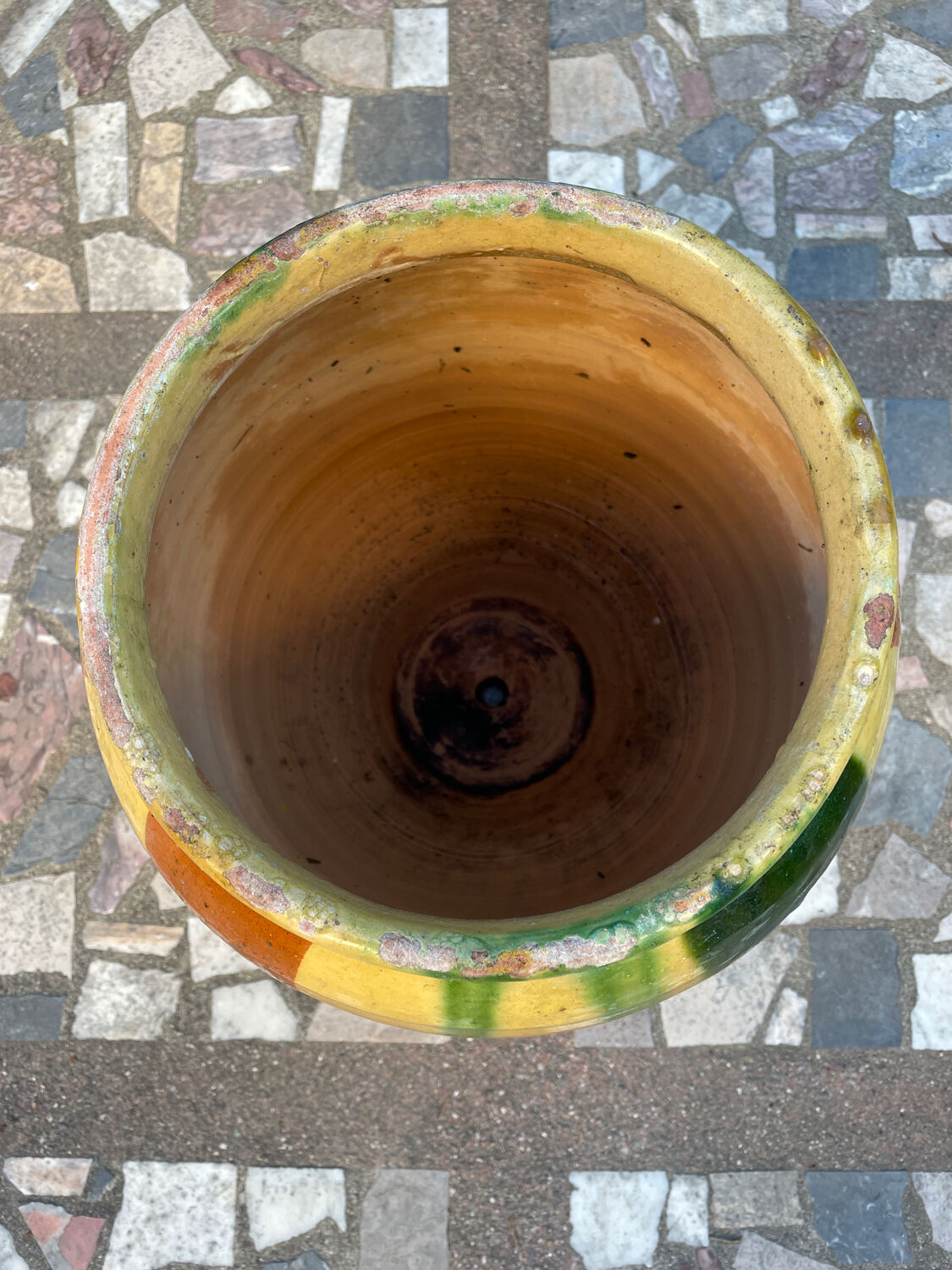 Old glazed terracotta jar