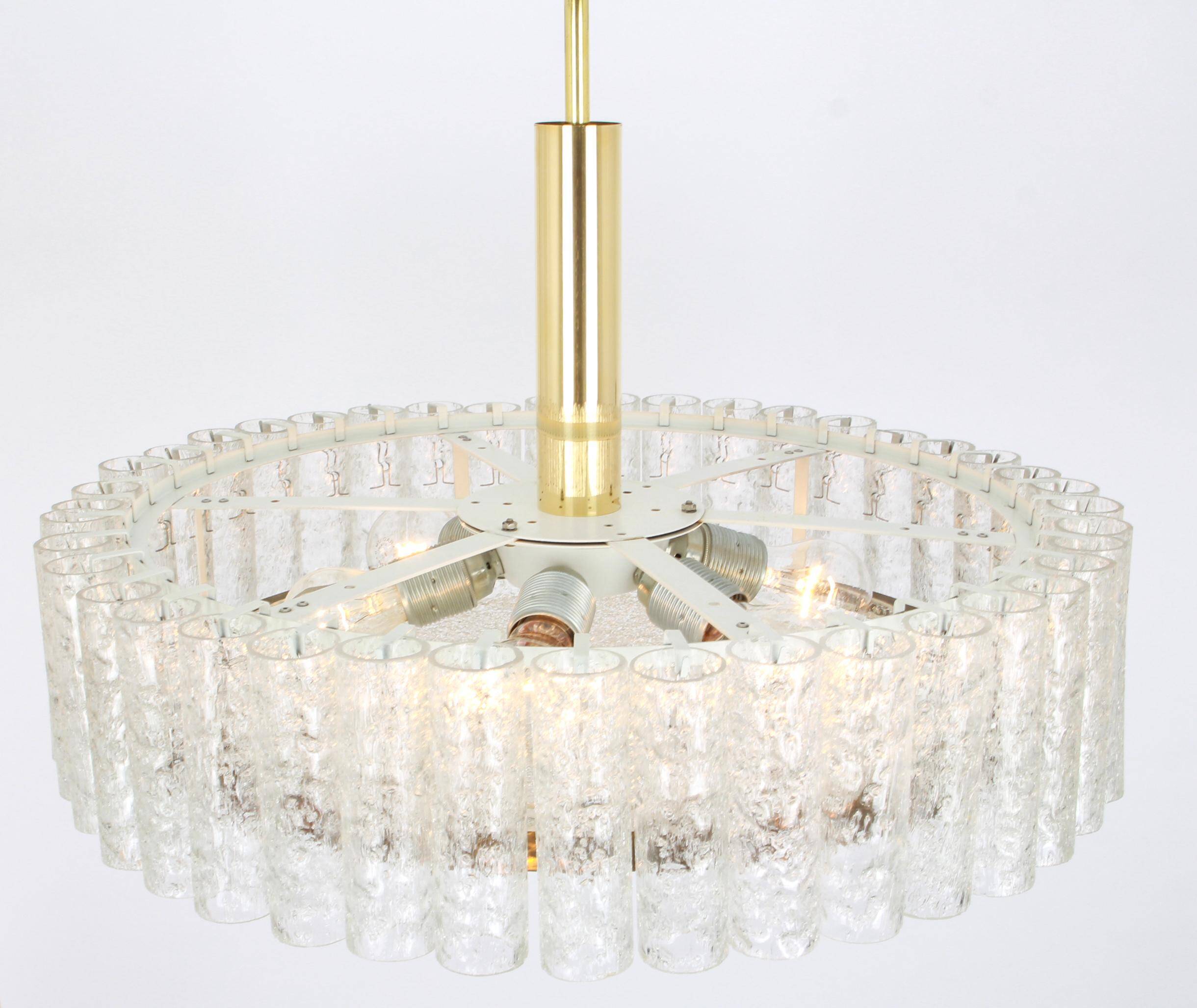 1 of 2 Stunning Murano Glass Tubes Ceiling Light by Doria, Germany, 1960s