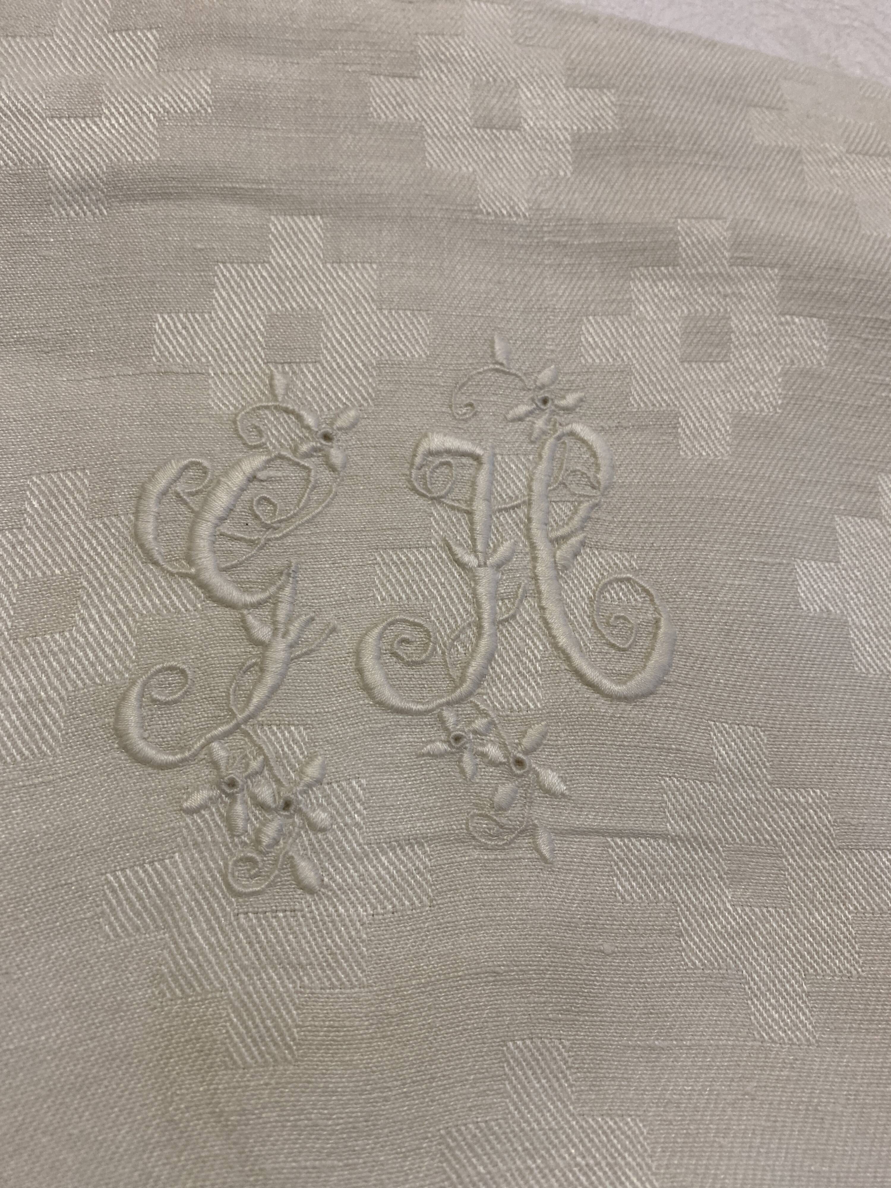 Large GH monogram linen towel