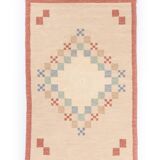 Scandinavian Mid-Century Flat Weave Rug by Anne-Marie Boberg. 202 (218 incl. the fringes) x 129 cm
