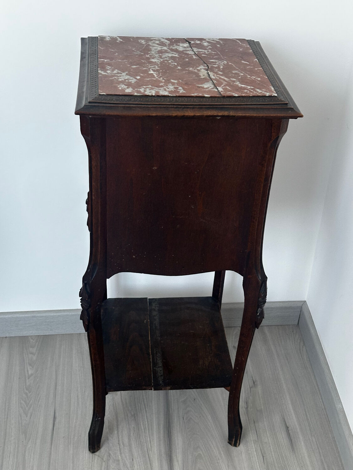 Nightstand / occasional table, late 19th century, wood and marble.