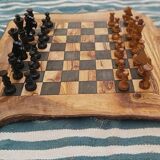 Jeux d'échecs rustiques en bois d'olivier naturel