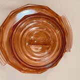 Rosaline pink glass bell and 1930s Art Deco cheesecake tray