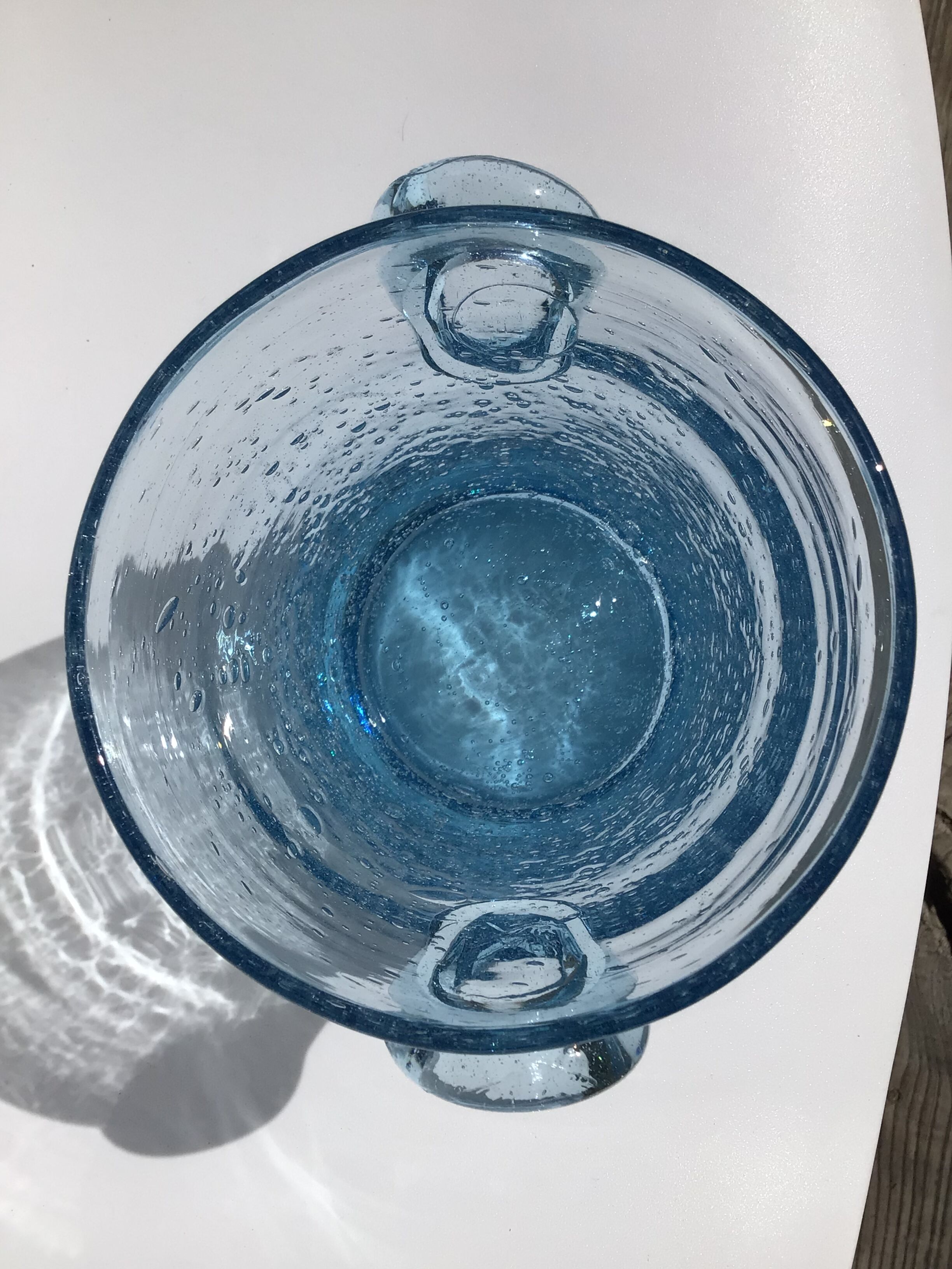 Ice bucket Biot glass blown mouthbug bubbled light blue