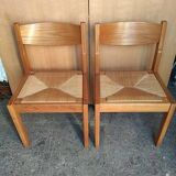 Regain - Pair of elm chairs with straw seats