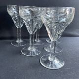 6 anciens verres de bistrot soufflés et taillés
