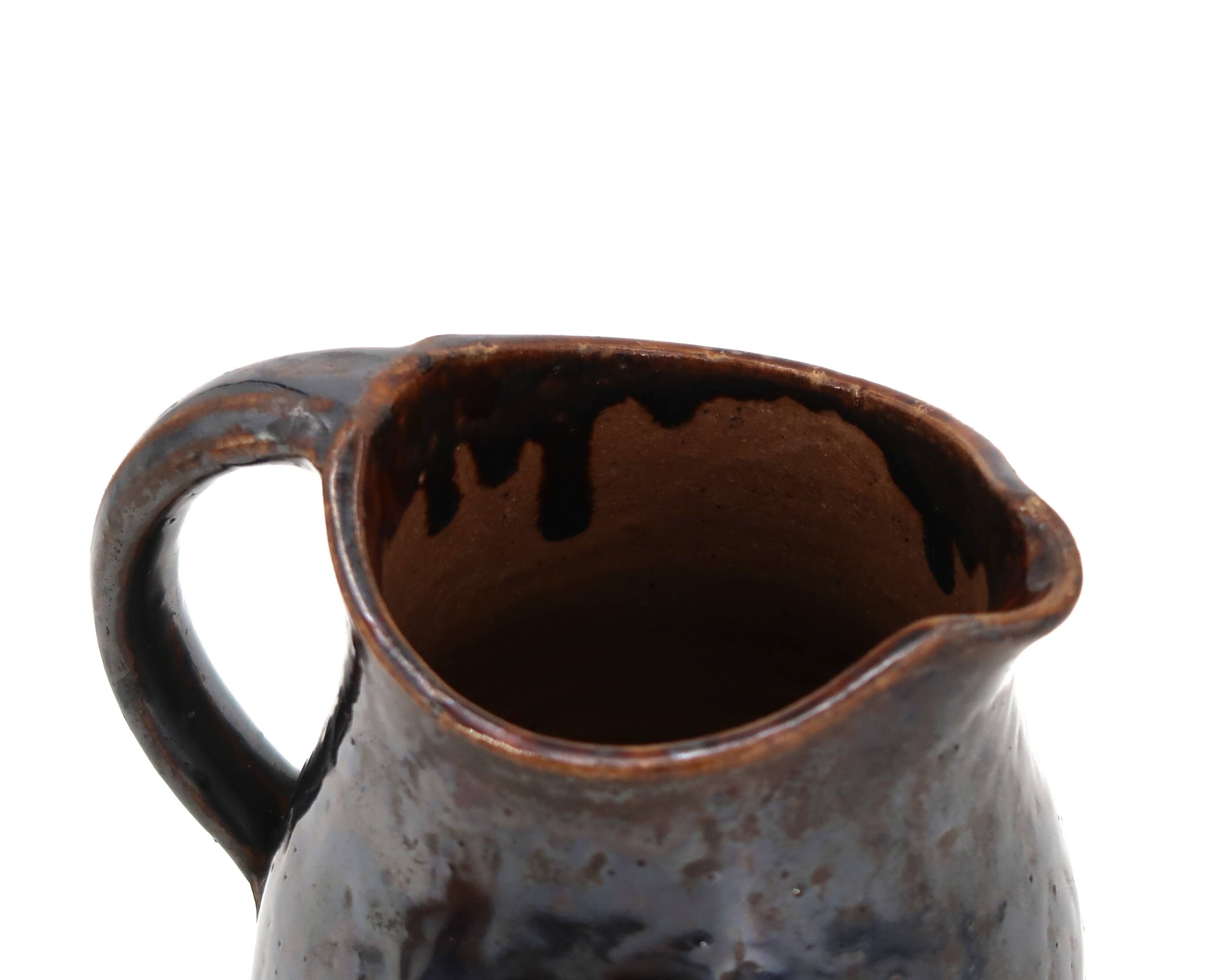 Black stoneware pitcher by Jean Talbot, La Borne ceramics from the 1940s.