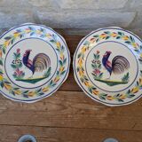 Ensemble de 2 anciennes assiettes HB Henriot Quimper motif coq
