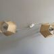 Paire de lampes de chevet du milieu du siècle en laiton et abat-jour en tissu, années 1960, Allemagne