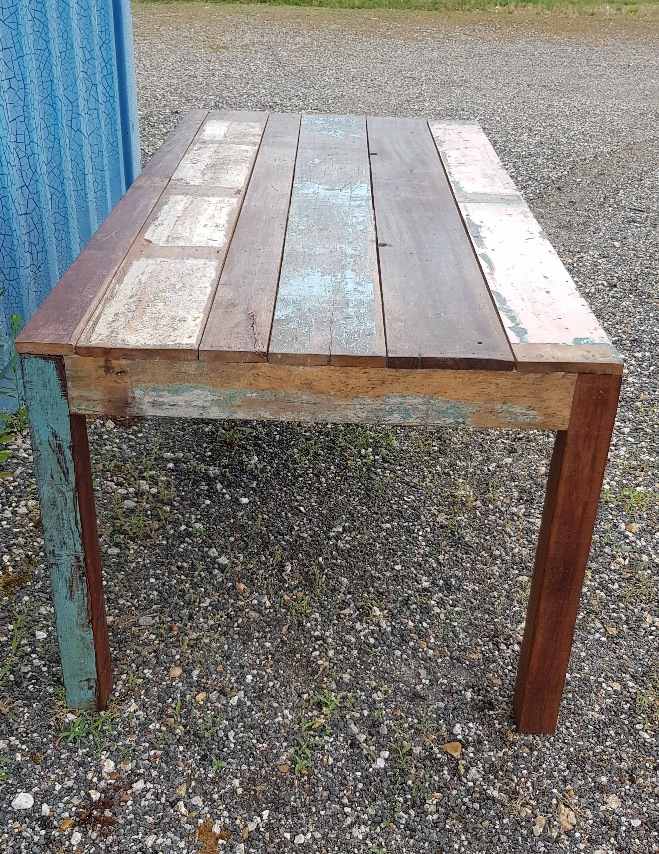 Table à manger rectangulaire en teck polychrome