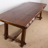Dining room table, Brutalist style, solid elm, O. Hanninen style