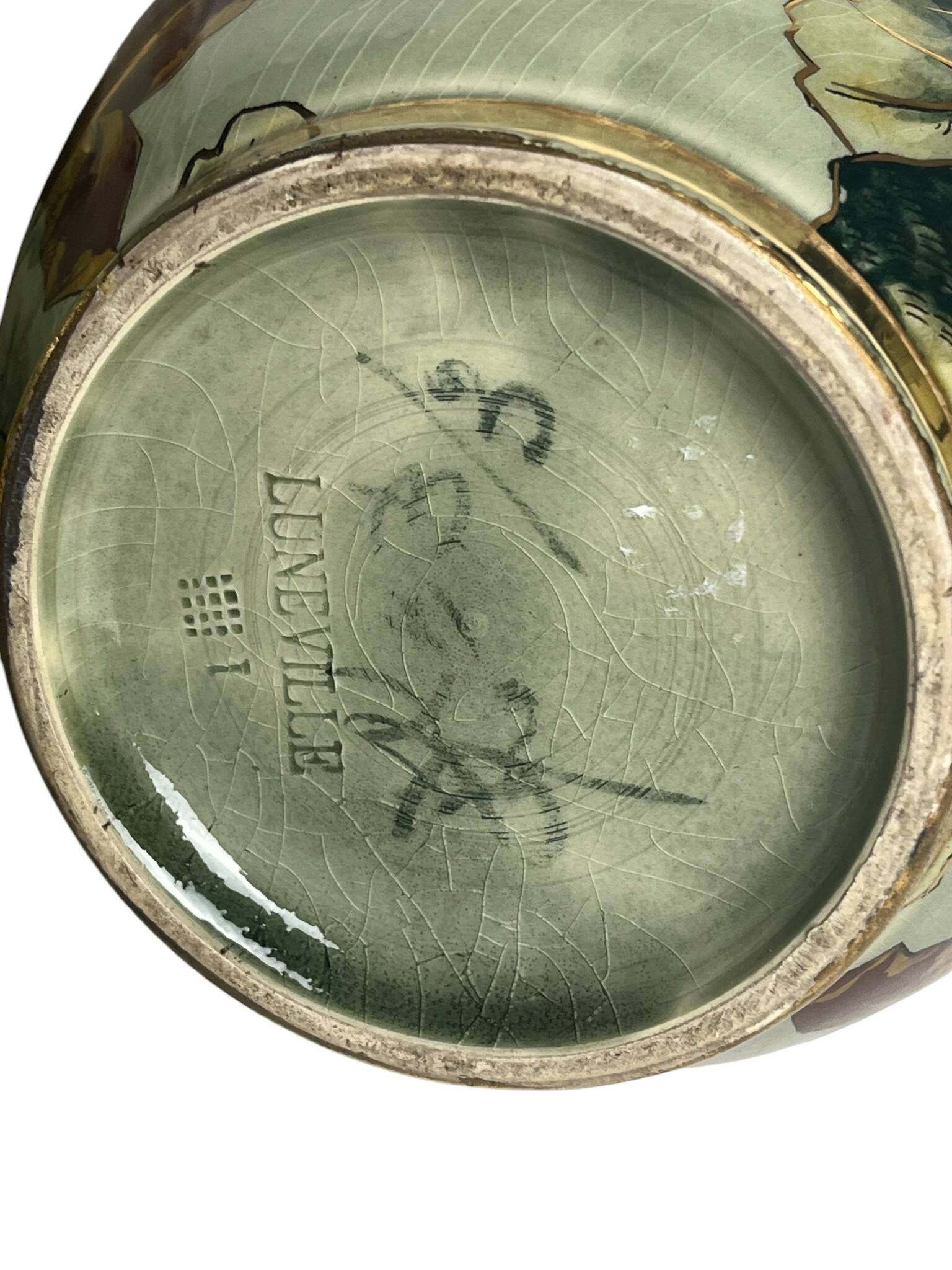 Art Deco, pair of Lunéville earthenware vases circa 1930