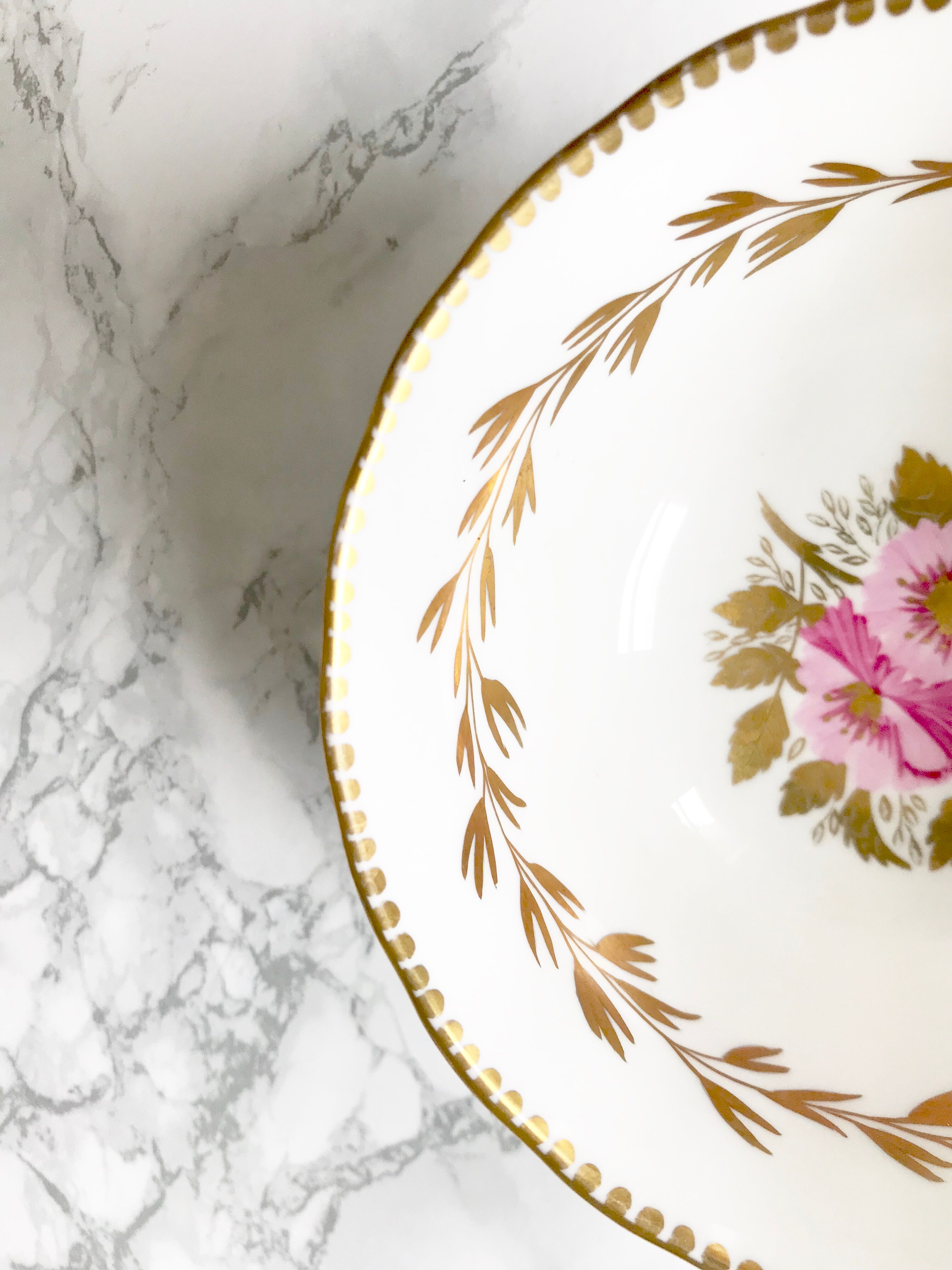 English porcelain bowl decorated with flowers