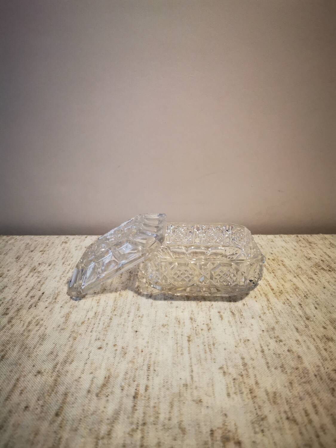 Vintage glass and crystal jewelry box