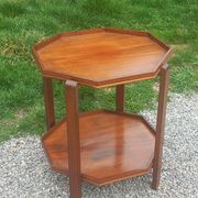 Art Deco folding side table in mahogany with double top marquetry.