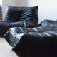 Set Togo leather black model designed by Michel Ducaroy 1973