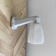 Swan neck wall lamp in porcelain ceramic and tulip in white opaline glass
