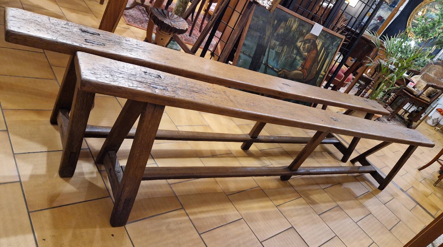 Pair of oak benches