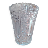 Grand vase vintage en cristal taillé géométrique - 1970
