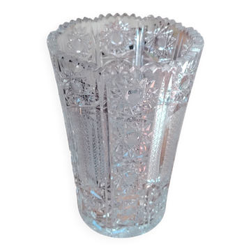 Vintage geometric cut crystal vase - 1970