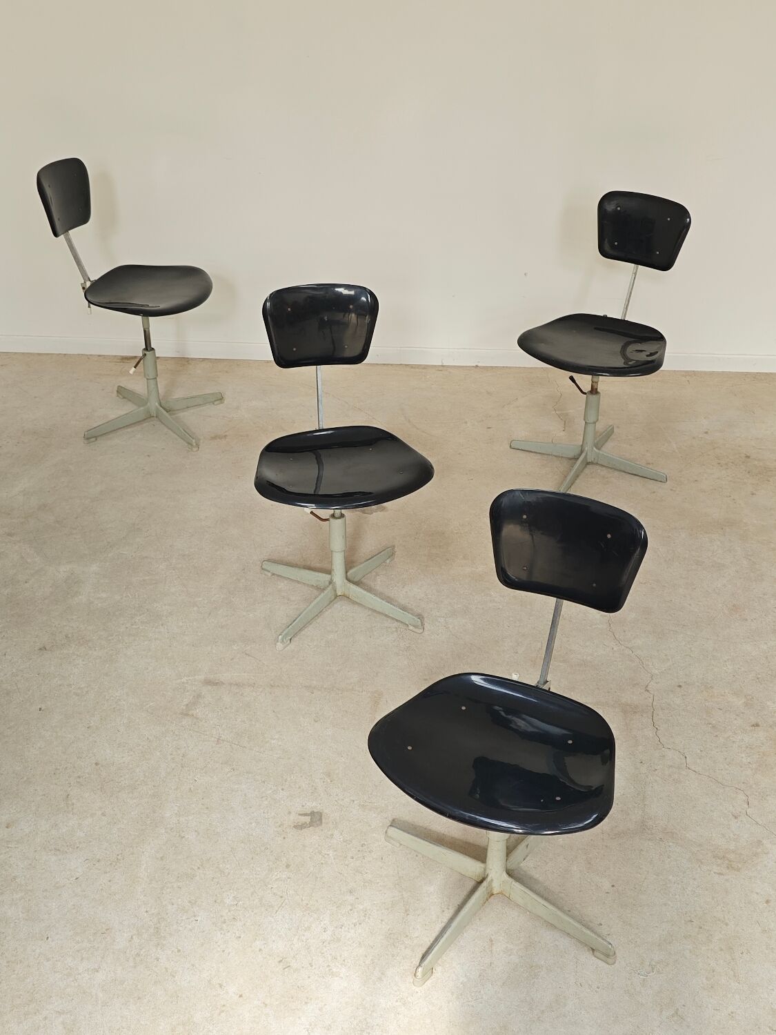 1 adjustable industrial chair metal Czechoslovakia 1960