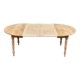 Table à manger ronde extensible à volets décapée en noyer brut 2 rallonges