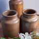 Lot de 3 pots en grès, anciens pots à moutarde