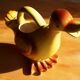 Ceramic watering can in white earthenware, yellow enamel and bird shape