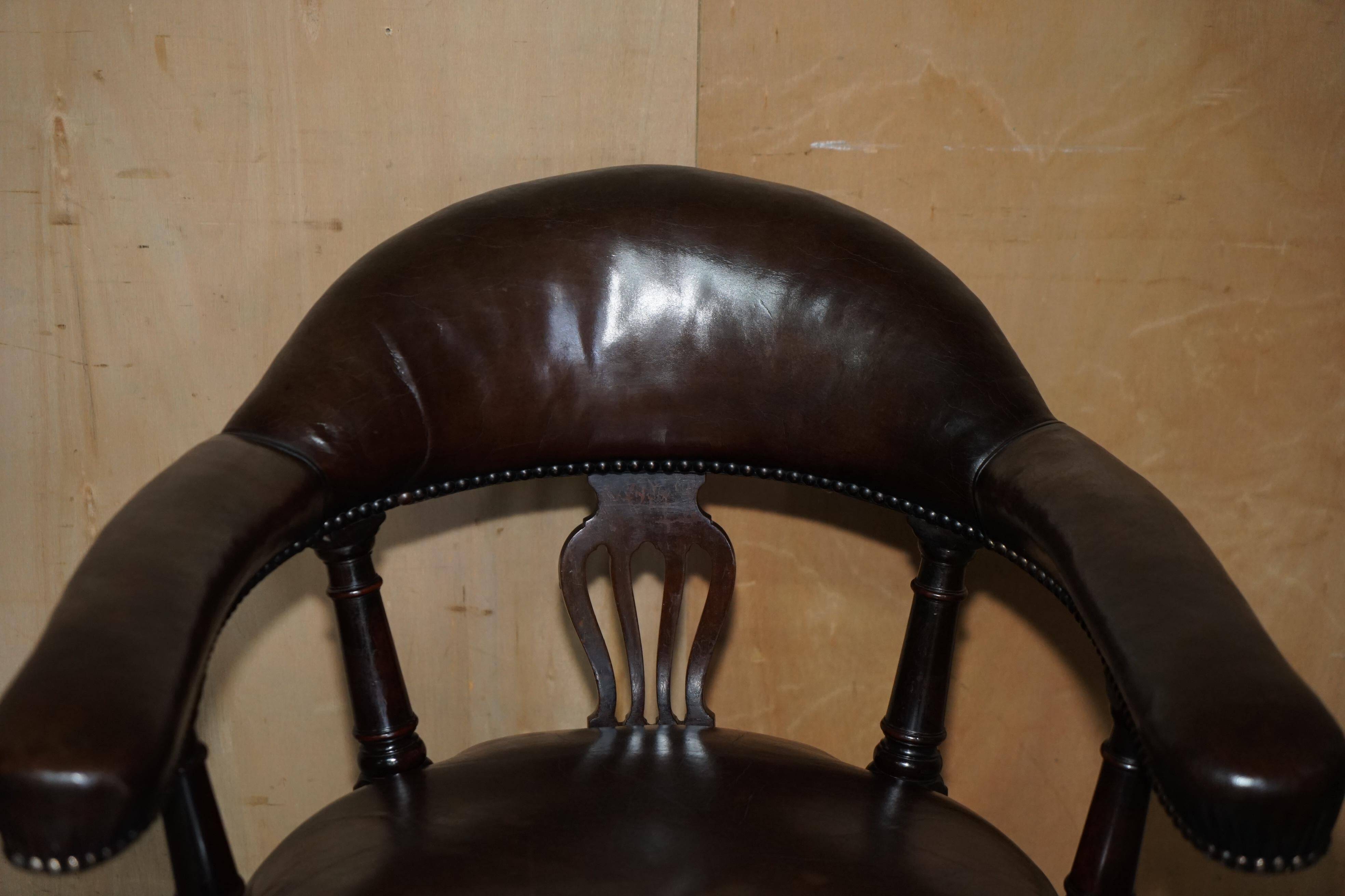 Victorian antique leather captain's chair