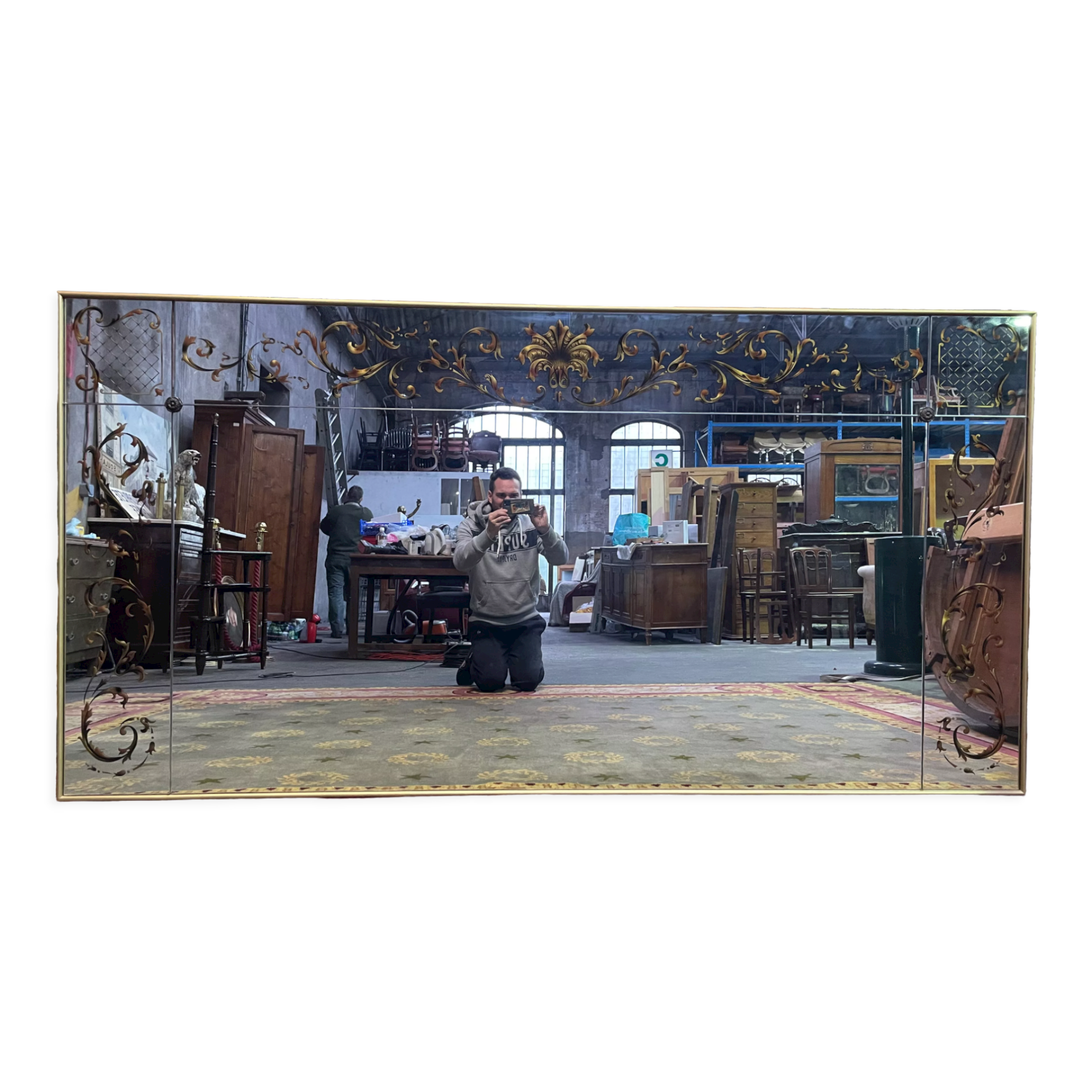 Bistro mirror - eglomised glass brasserie, 224x114 cm