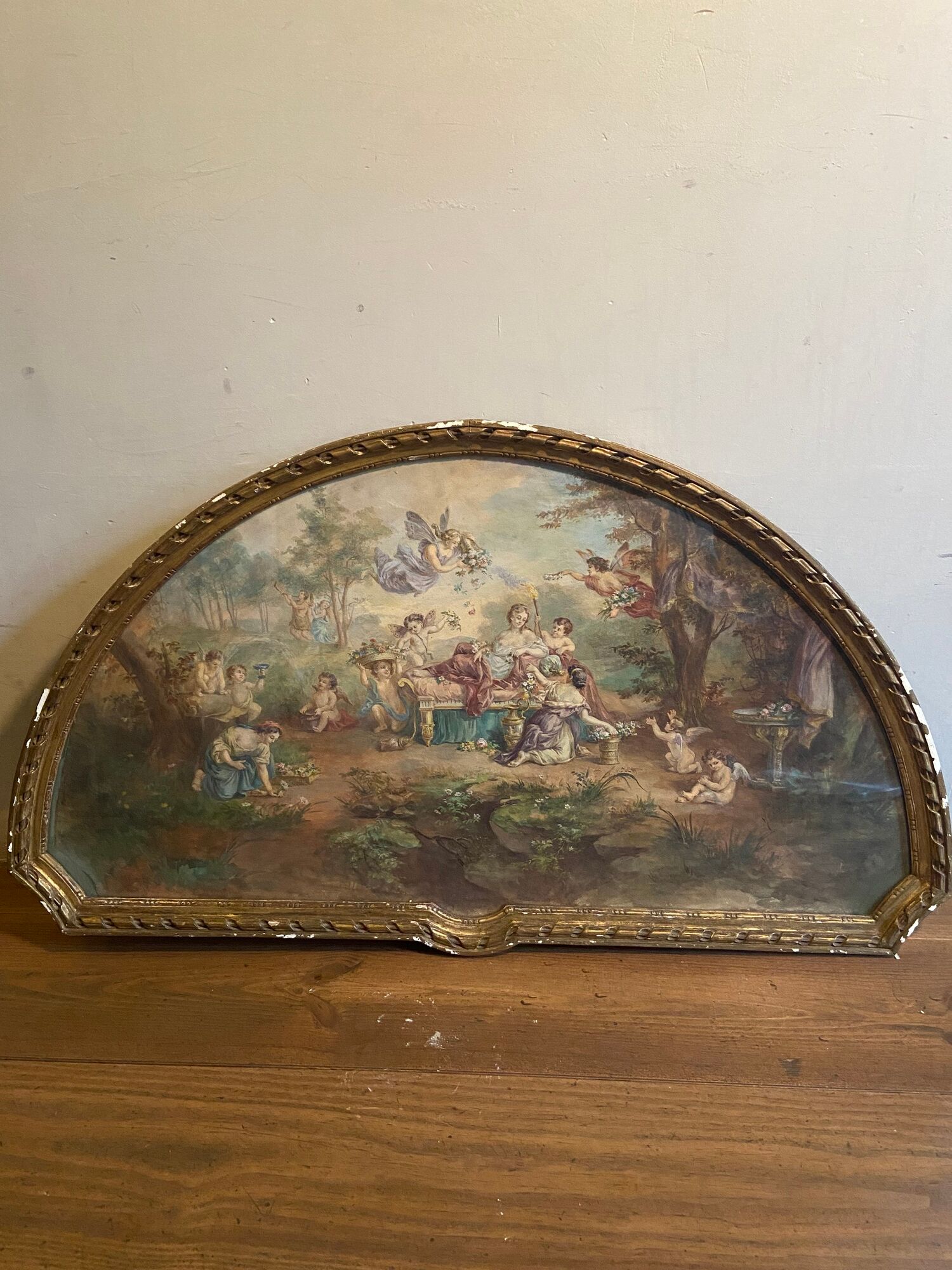 Watercolor painting XIXth Century antique decoration signed M.Censier