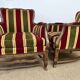 Pair of vintage convertible armchairs