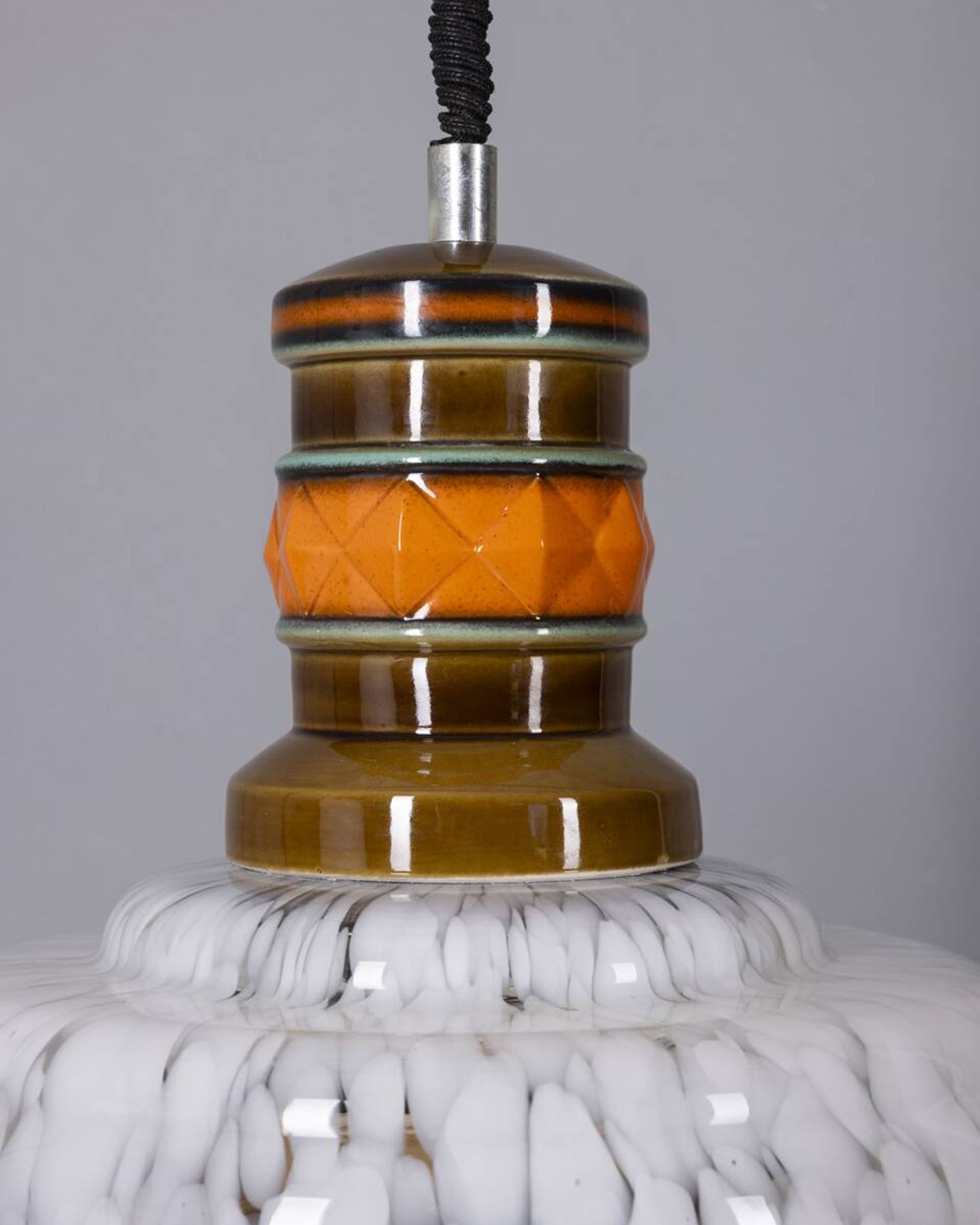 Vintage 1960s Italian design ceramic and glass chandelier