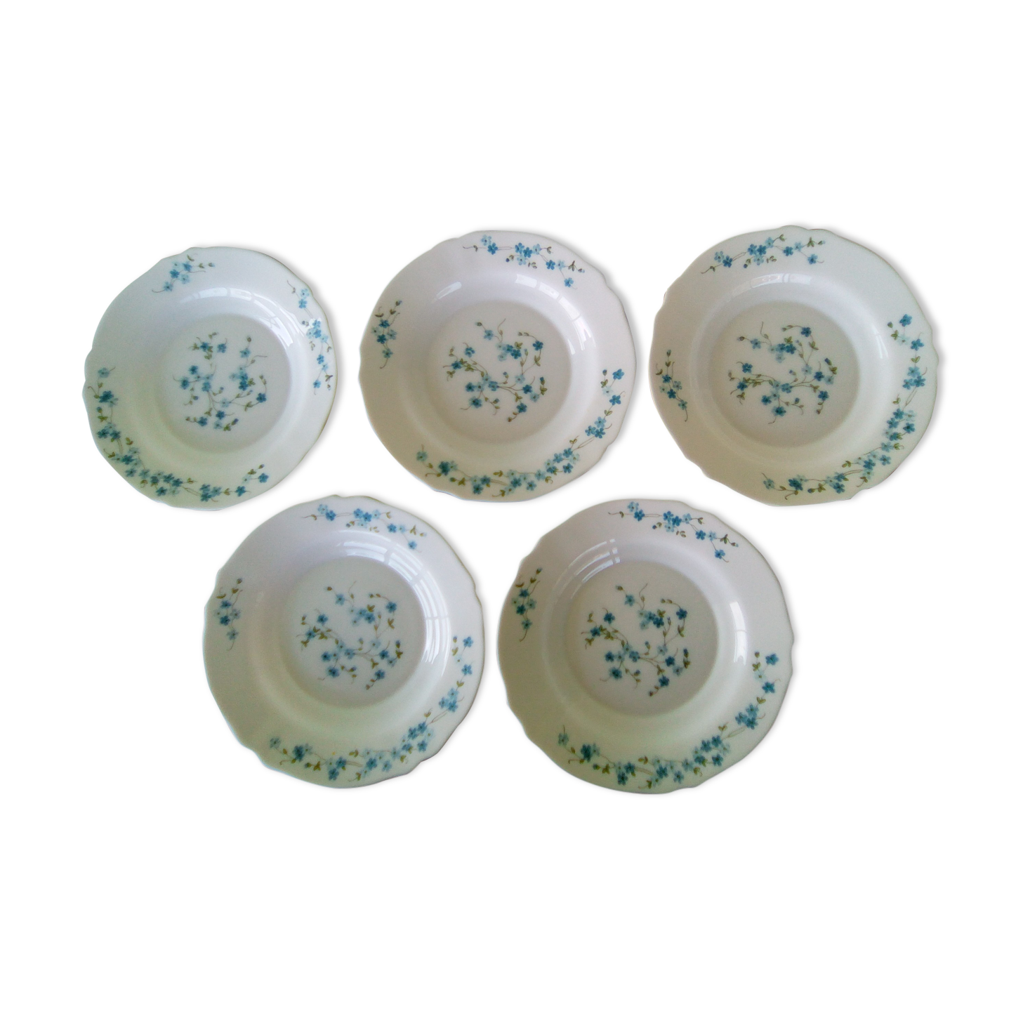 Lot de 3 assiettes creuses myosotis Véronica arcopal