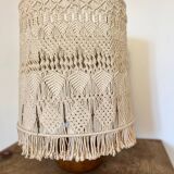 Olive wood and macramé lamp