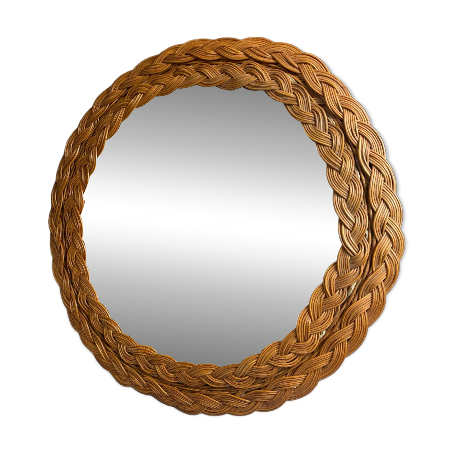 Mirror, 1970s, in woven wicker.