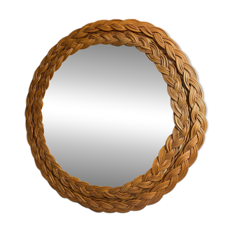 Mirror, 1970s, in woven wicker.