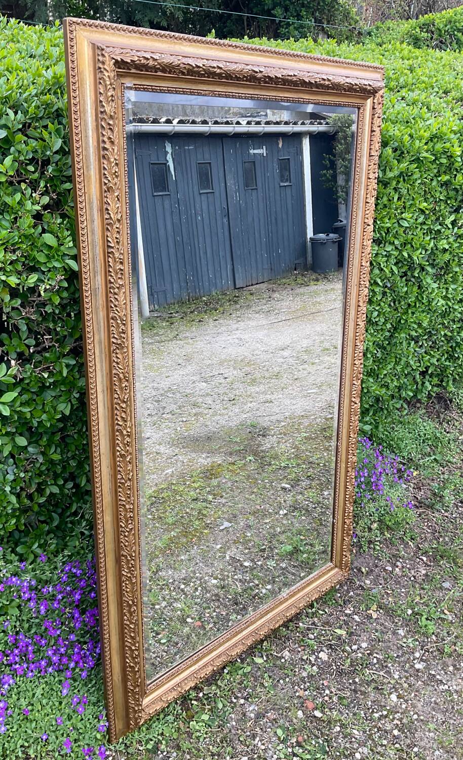 Old plastered and gilded wooden mirror 138x84