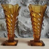 Pair of amber art deco vases