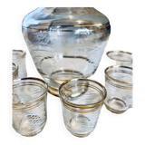 Carafe-glasses-Old liquor service, gold thread