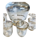 Carafe-glasses-Old liquor service, gold thread