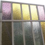 Workshop door 258,4x98,5cm in iron and colored cathedral glasses