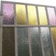 Workshop door 258.4x98.5cm in iron and colored cathedral glass