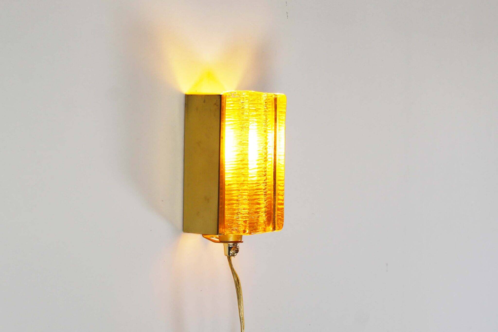 Brass & Amber glass glass wall lights by Vitrika – Model Atlactic