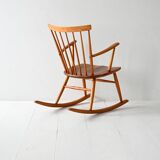 Scandinavian rocking chair 1950s/60s in beech and teak