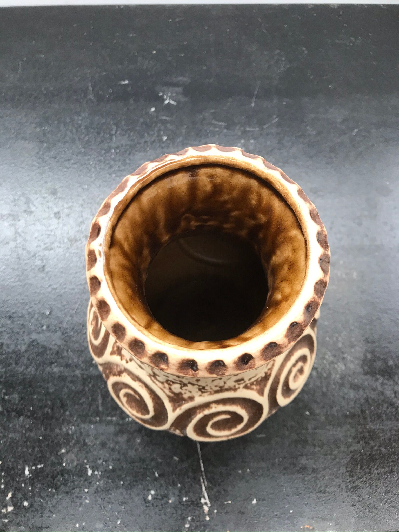 Former Jaspa ceramic vase beige brown vintage