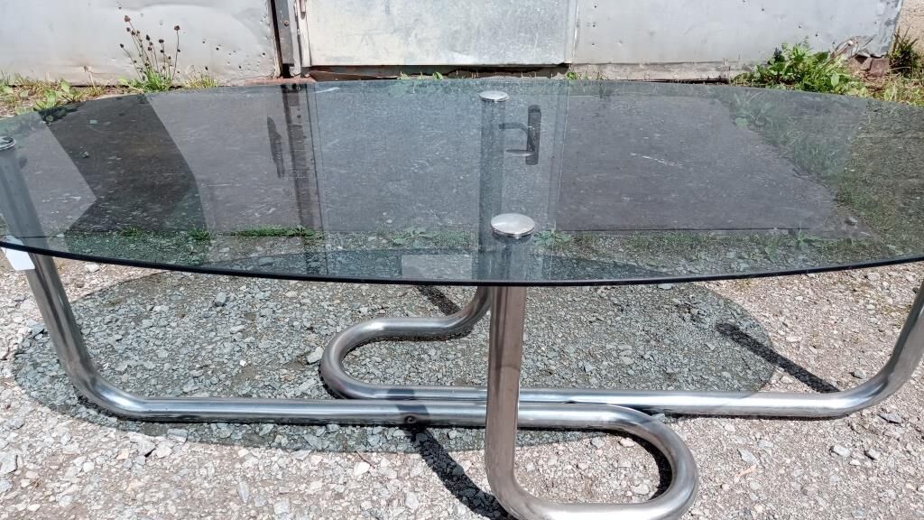 Metal and glass coffee table