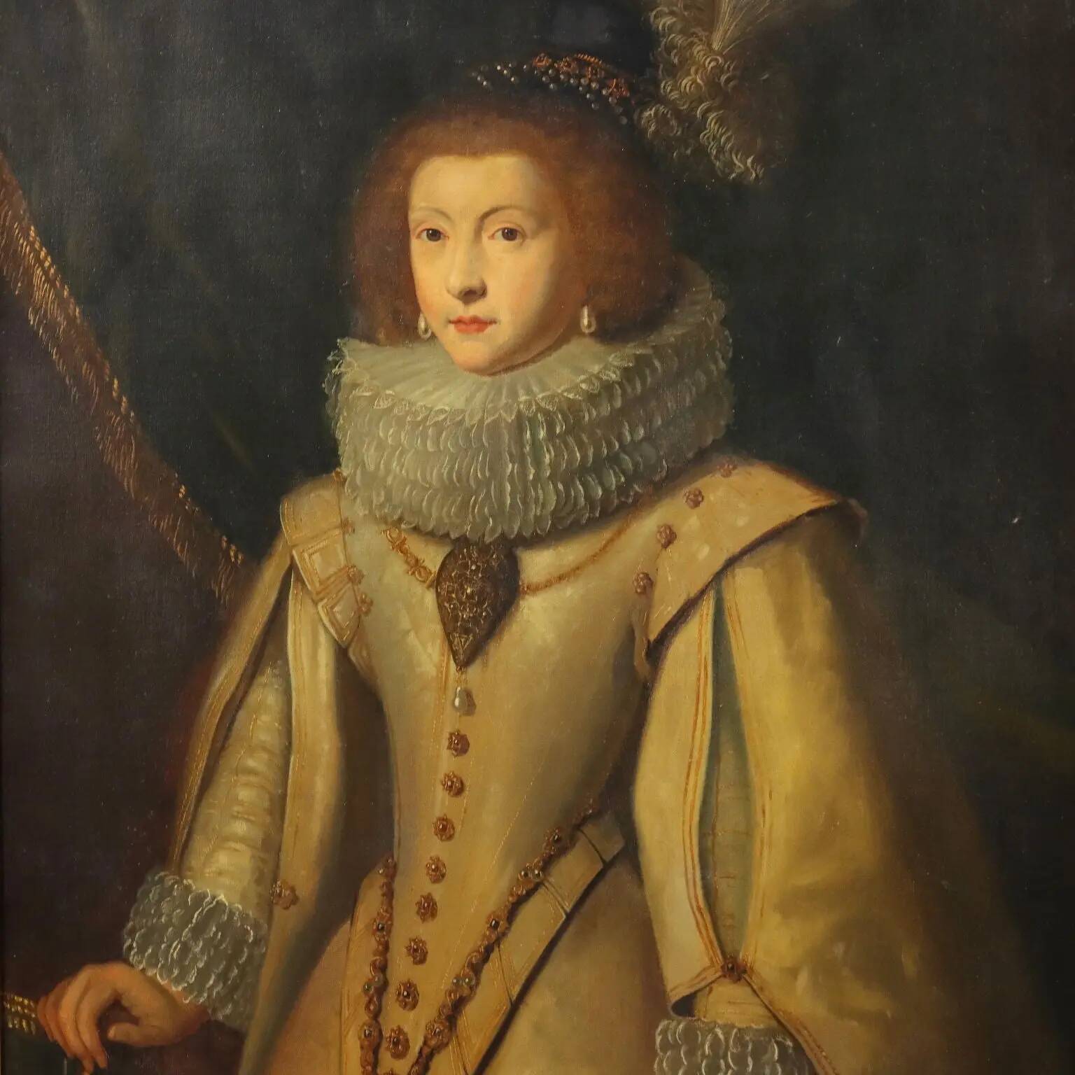 Peinture ancienne Portrait d'une noble dame, huile sur toile, XIXe siècle