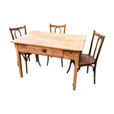 Farm table set 4/6 people and three bistro chairs