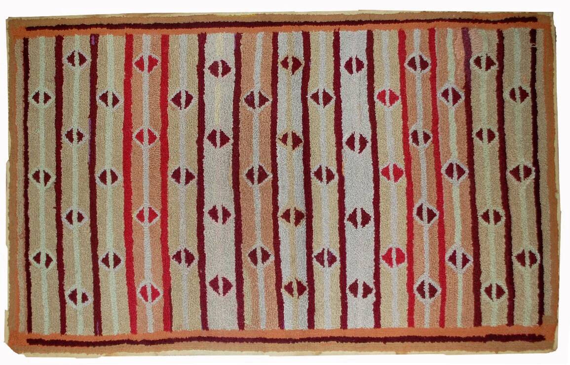Tapis crocheté antique américain fait main, années 1890